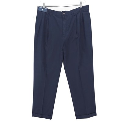 NWT Polo Ralph Lauren Hammond Pants Aviator Navy Blue Pleated Cuffed Size 38x32