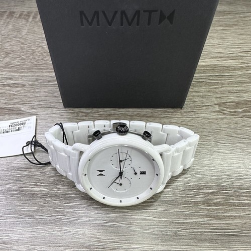 Pre-owned Mvmt New✅ White Ceramic✅ Blacktop Ii 47mm Chronograph Date Watch 28000234
