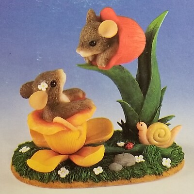 Vtg 2000 Charming Tails Figurine A Budding Romance Special Edition Fitz & Floyd