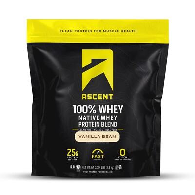 Ascent 100% Whey Protein Powder - Post Workout Whey Protein Isolate Zero Arti...