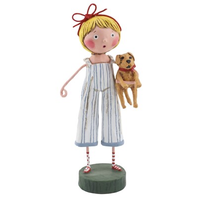 Lori Mitchell Puppy Love Girl Dog Figure Figurine Folk Art