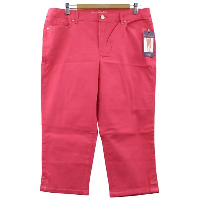 Gloria Vanderbilt Jordyn Embroidered Capri, size 14, Coral Punch