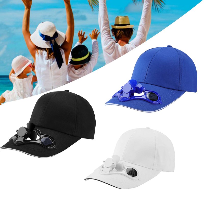 Summer Solar Panel Powered Cooling Fan Baseball Caps Outdoor Charging Sunscreen