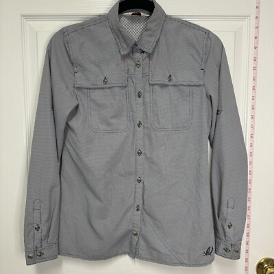 Orvis Women s River Guide Roll-Tab Shirt XS Blue Check Pockets Vented Fishing