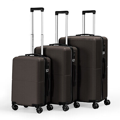3PCS Luggage Set Brown Hardshell Suitcase with TSA Lock 20''24''28'' Travel Trolley