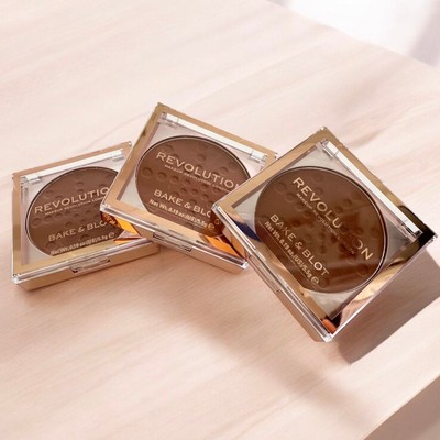 (3) Makeup Revolution Bake & Blot Setting Powder, Deep Dark NEW Vegan Lot Bulk