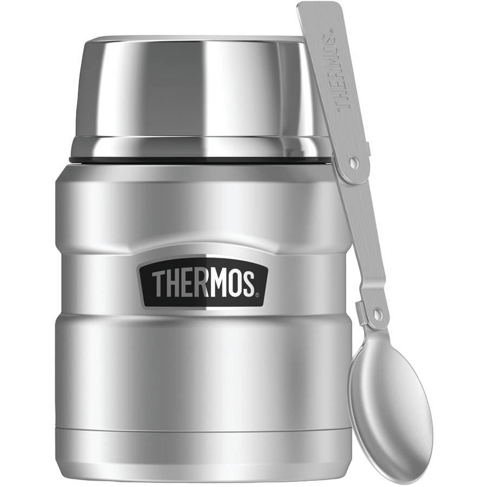 Stainless King 16 Ounce Food Jar With Folding Spoon, Matte Stainless