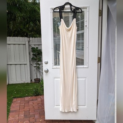New Reformation Nya Fior Di Latte Cream Velvet Bow Maxi Dress, size M