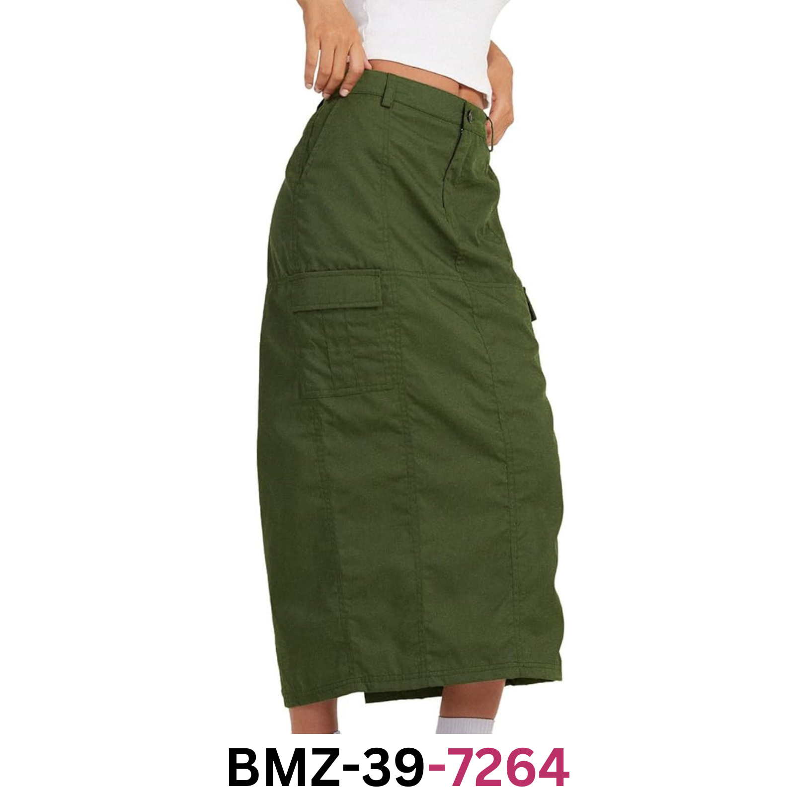 Women's Denim Cargo Long Skirts High Waist Side Split Midi Pencil Jean Skirt, XL
