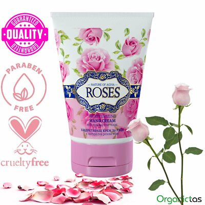 Natural ROSE Hand Cream Moisturizing with Bulgarian Rose Water Paraben Free 100g