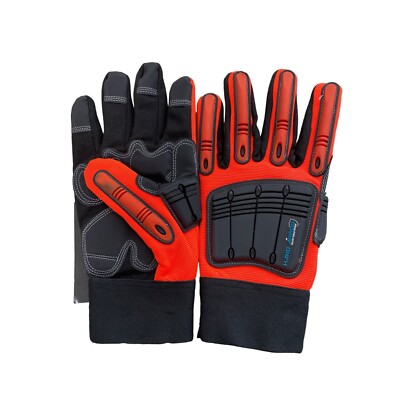 Hand Armour Premium Mechanics Gloves L Impact Resistant Orange Black Work NEW
