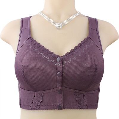 Moona Bras for Senior Women Charm Bra Front Snaps Comfortable Full Coverage Bra