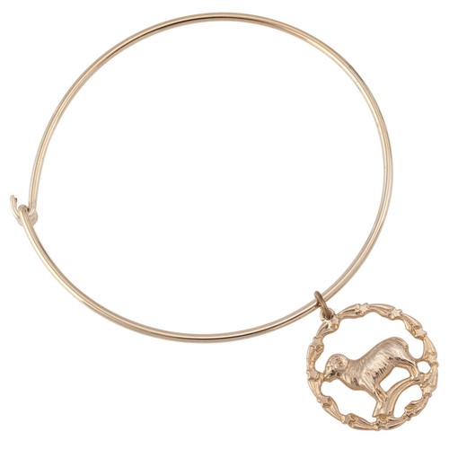 Aries Zodiac Sign Astrology Gold Tone Charm Bangle Bracelet 7 1/4"