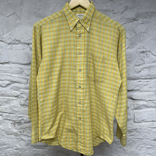 Vtg 60s 70s McGregor Scotset Yellow Check Plaid Button Down