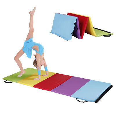 5 Colors Folding Exercise Mat Yoga Gym Gymnastics Workout Mat with 2 Handles 