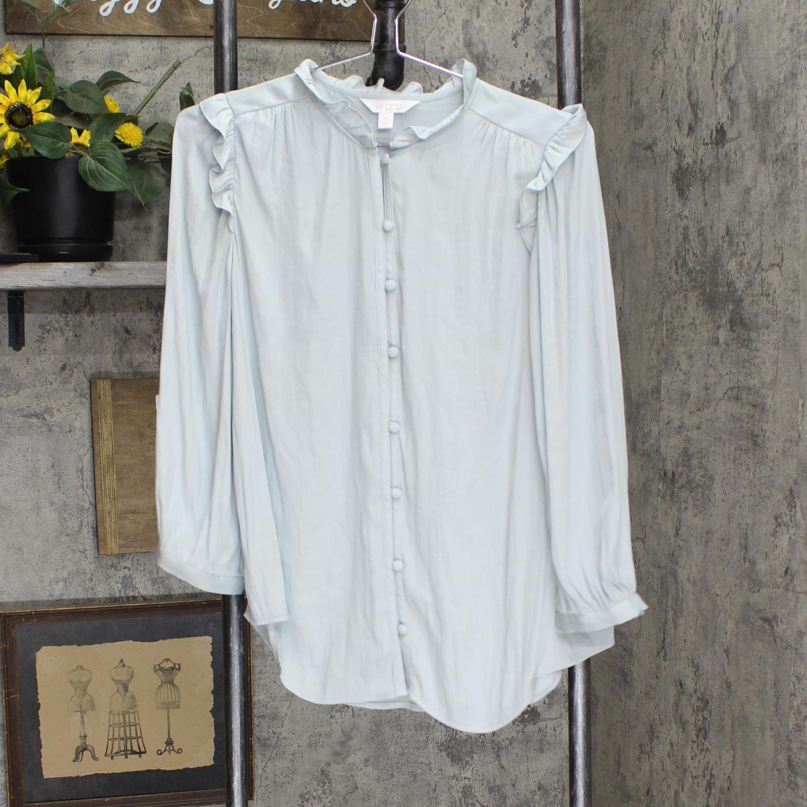 women's lc lauren conrad button front ruffle blouse