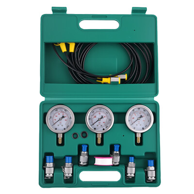 12X 60MPa Hydraulic Pressure Test Kit  Diagnostic 3 Gauge 6 Couplings  Excavator