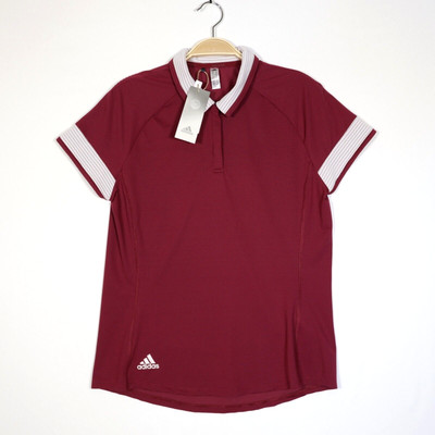 Adidas Womens Quick Dry Lightweight Short Sleeve Golf Polo Shirt Burgundy Size M