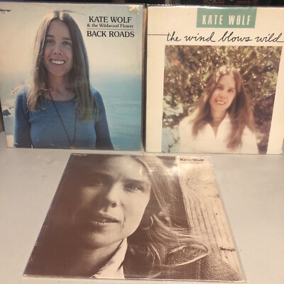 Kate Wolf Vinyl Lp Lot-(3)  VG+ RARE PRIVATE LINES ON THE PAPER BACK ROADS WIND
