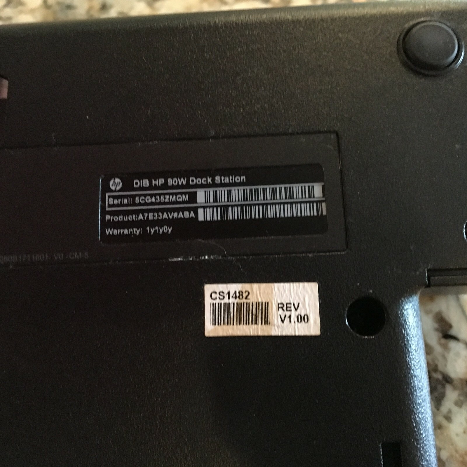 HP Docking Station w/ 90W power bar Model: A7E33AV#ABA, No Power Cord