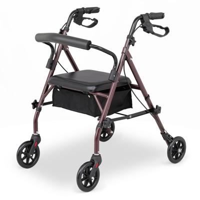 Folding Rollator Walker with Seat, Lightweight Foldable Rolling Walker for Se...