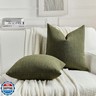 FUTEI Moss Green Chenille Decorative Throw Pillow Covers 16x16 Inch Set of 2,Soft Cozy Faux Linen Textured Cushion Case,Farmhouse Home Decor for Couch Living Room