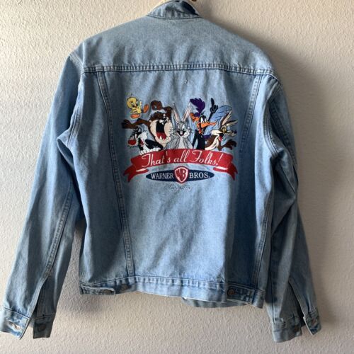 Vintage 90s Looney Tunes Jean Denim Jacket Skate Taz Surf Vintage 90s Looney Tunes Jean Denim Jacket Skate Taz Surf