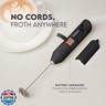 Zulay Kitchen Powerful Milk Frother Wand - Handheld Stainless Steel - Battery Operated Drink Mixer for Coffee, Lattes, Cappuccino, Matcha - Froth Mate Frother Gift - Black