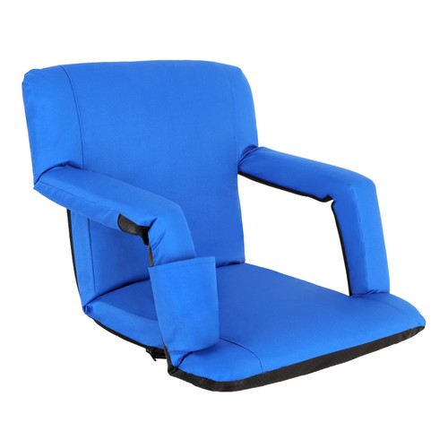 Wide Stadium Seat for Bleachers Reclining Stadium Chair Seat w/Back Cushion Blue