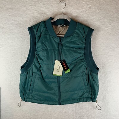 Alpine Design Puffer Vest Jacket Women's 2XL Teal Full Zip Shortie Quilted 7181