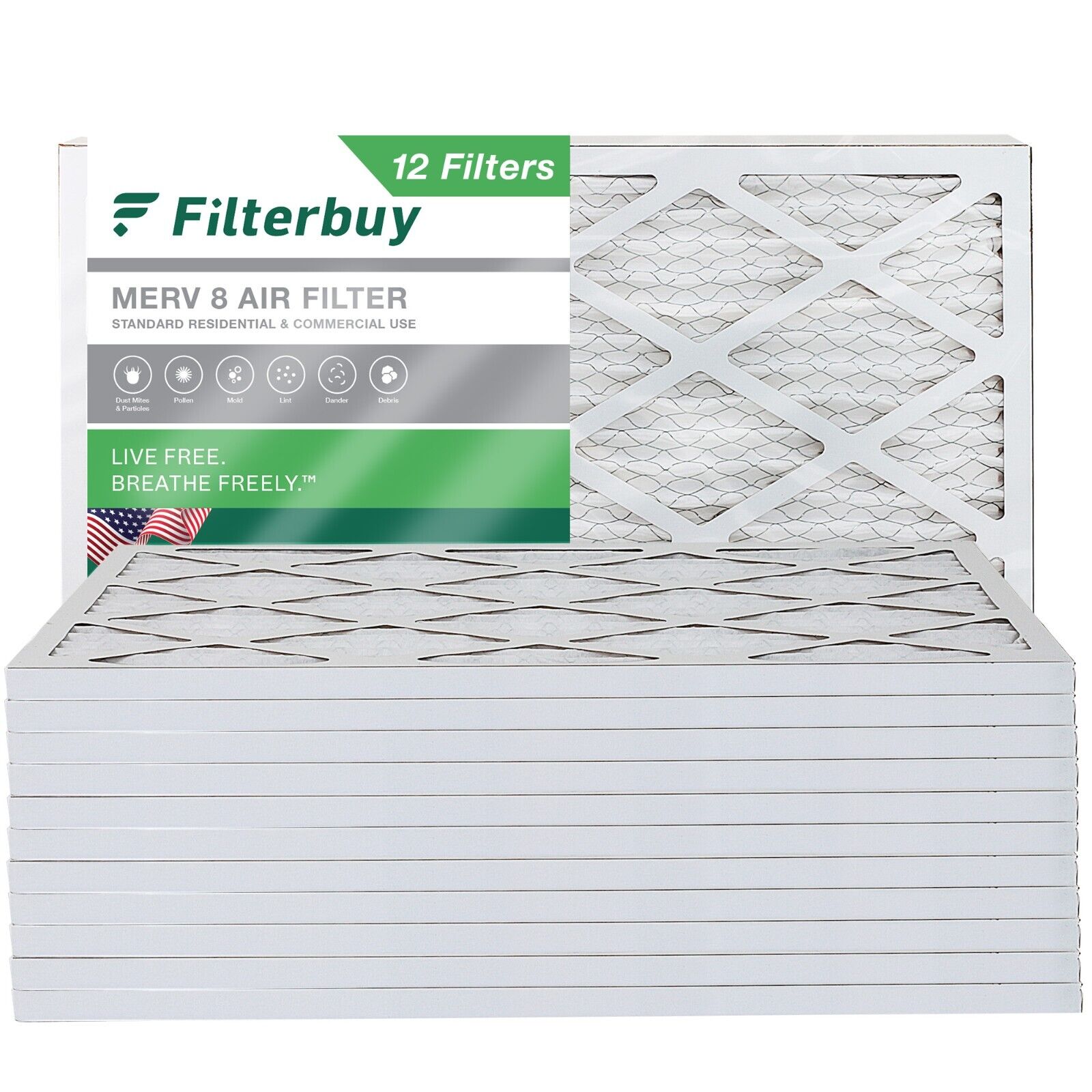 Filterbuy 14x24x1 Pleated Air Filters, Replacement for HVAC AC Furnace (MERV 8)