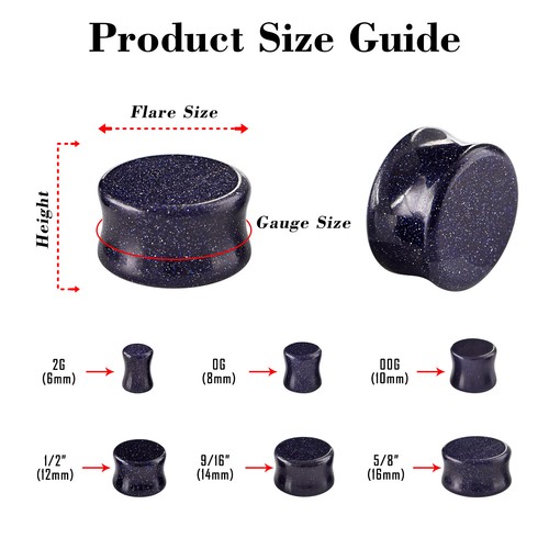 32PCS Stone Ear Plugs Double Flare Saddle Ear Gauges Expander Stretchers 2G-5/8"