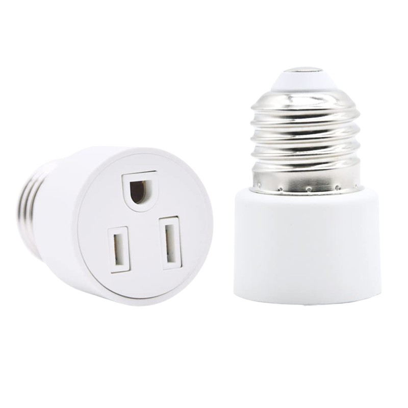 Light Socket to Plug Adapter 3 Prong E26/ E27 Light Bulb Outlet Adapter