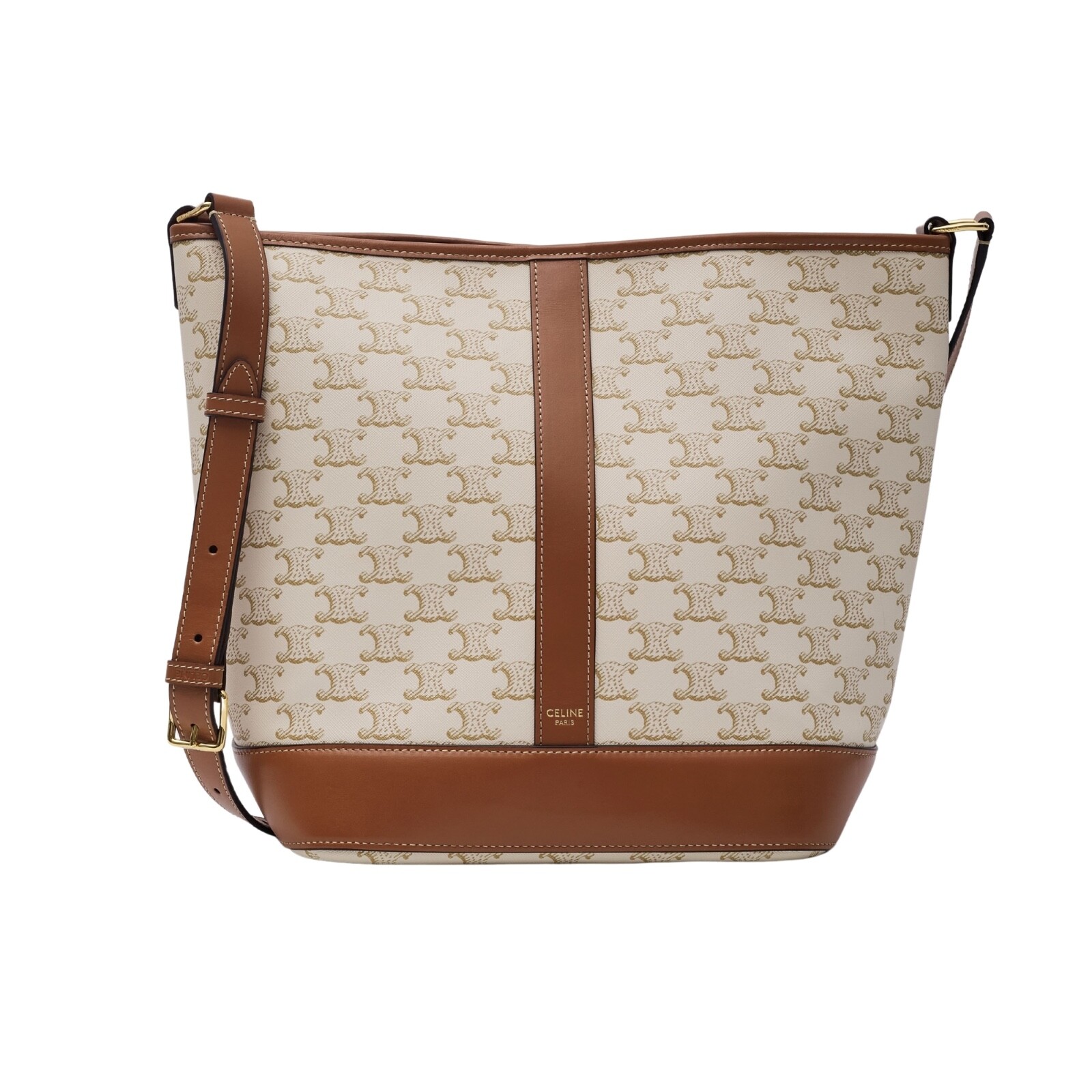 CELINE TRIOMPHE CANVAS CALFSKIN BUCKET BAG SMALL WHITE | eBay