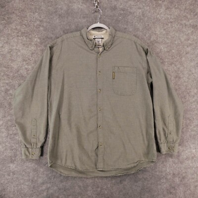 Columbia Shirt Mens XXL 2XL Long Sleeve Green Beige Plaid Casual Outdoors