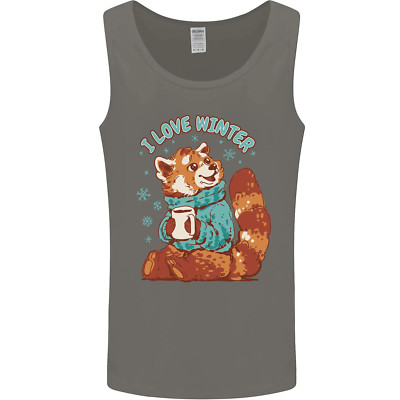 Red Panda Bear I Love Winter Mens Vest Tank Top