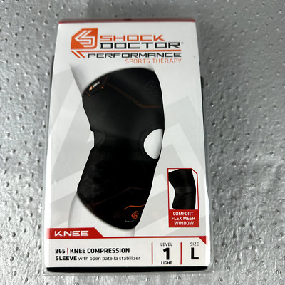 Shock Doctor Knee Compression Sleeve with Open Patella Stabilizer - Black