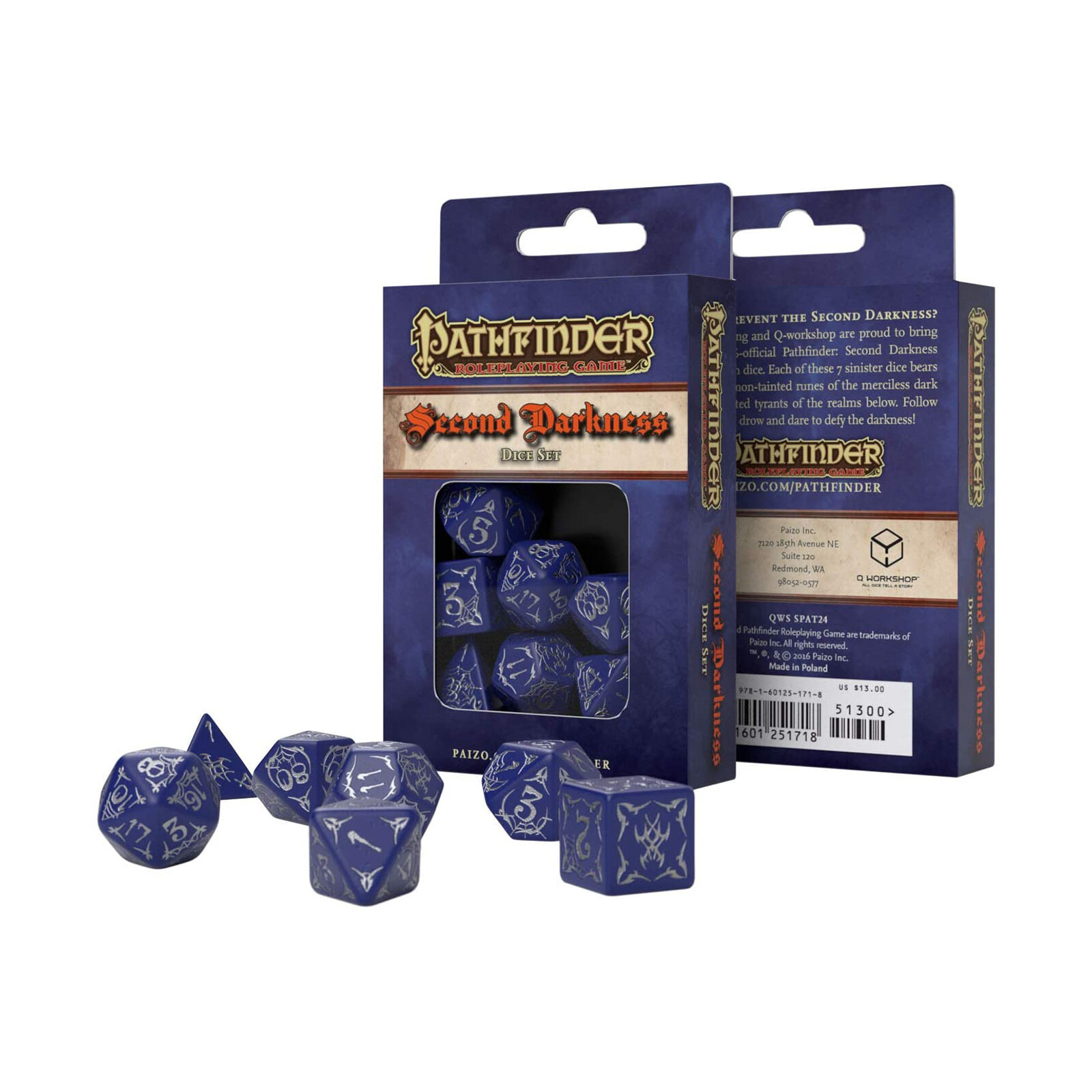 Q-Workshop Pathfinder Second Darkness Ролевая игра в кости из 7 частей, НОВЫЙ набор