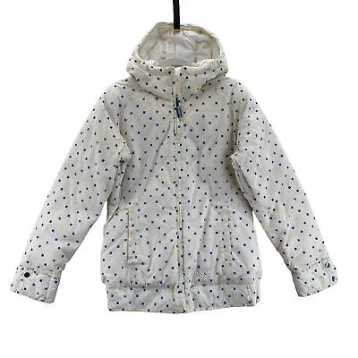 Burton Snowboarding Jacket Womens Medium White Polka Dot Down Hood