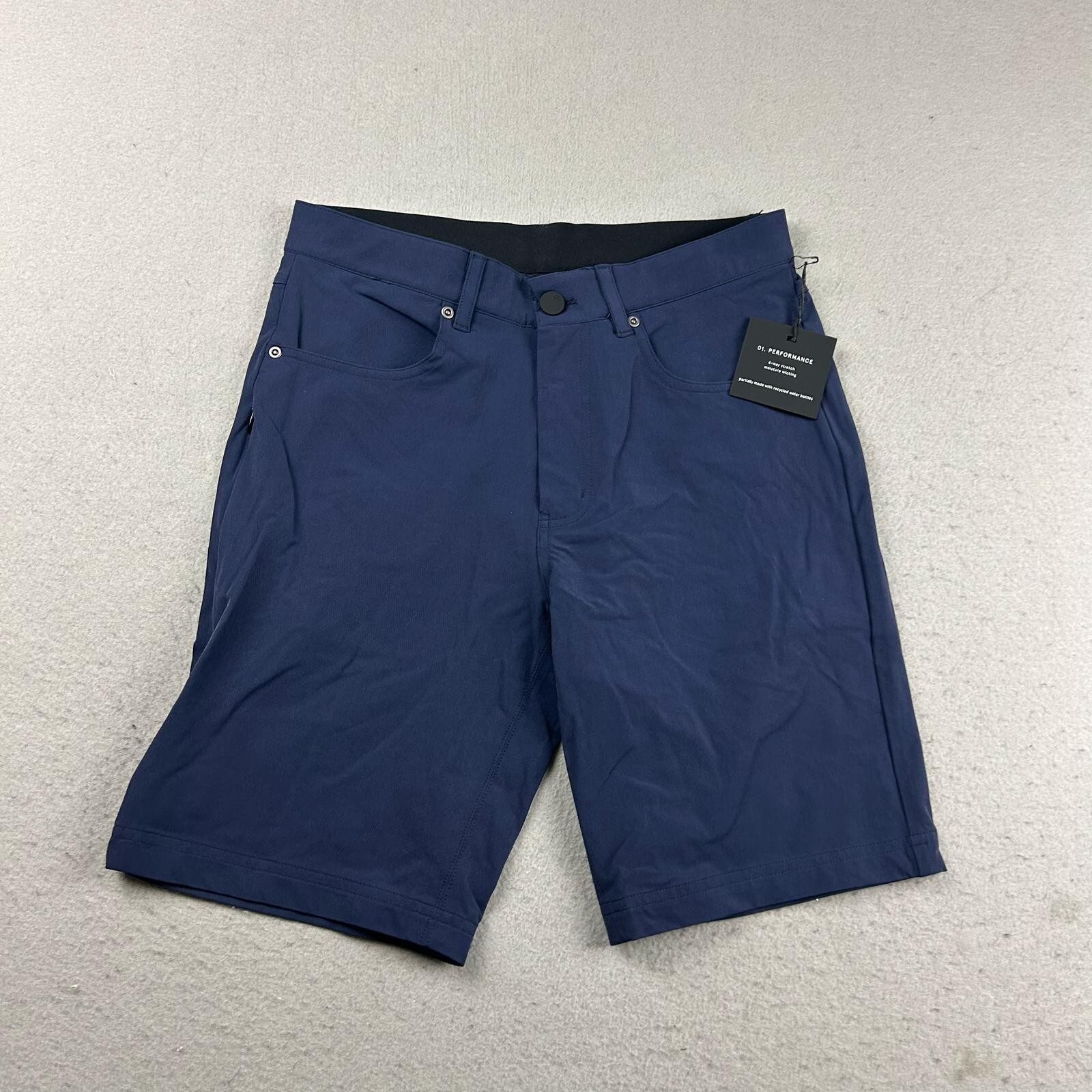 01.Algo Performance Shorts Men 28X9 Blue Stretch Flat Front