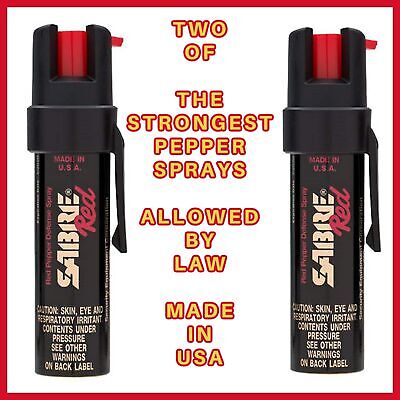 TWO (2) Clip On PEPPER SPRAY SABRE POLICE Max 10 Ft Range Self Defense Exp 2027