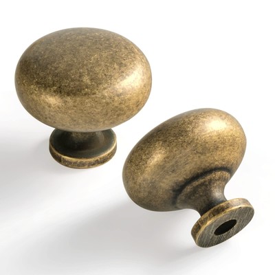 Set of 6 Elegant Antique Brass Cabinet Knobs - Classic Round Kitchen Hardware...