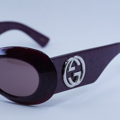 Pre-owned Gucci Gg1696s 003 Violet Cosmic Glitter/violet 51-20-140 Sunglasses Authe... In Purple