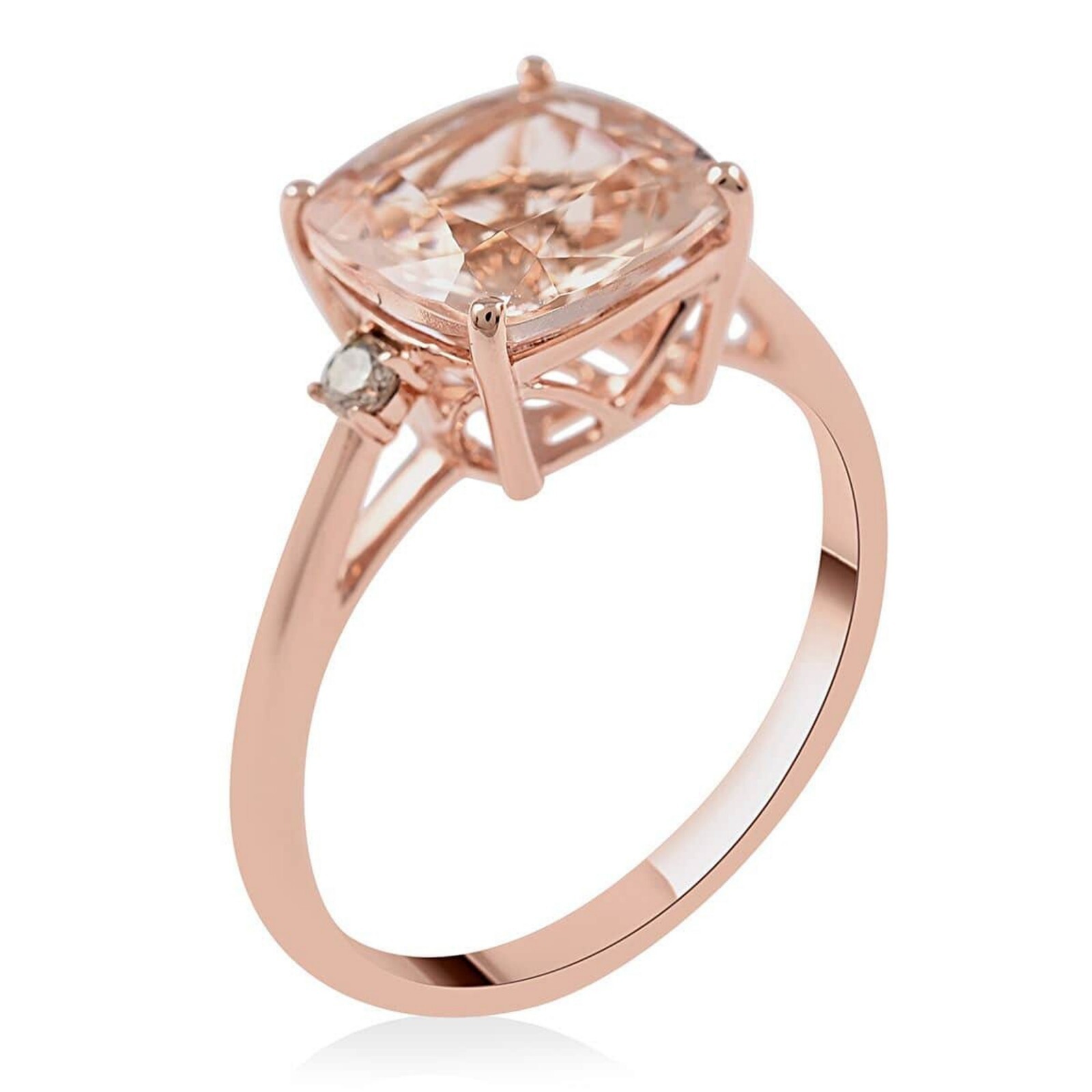 Pre-owned Sterling .50.ct Square Cut Morganite Women Eternity Engagement Ring  Silver In Pink