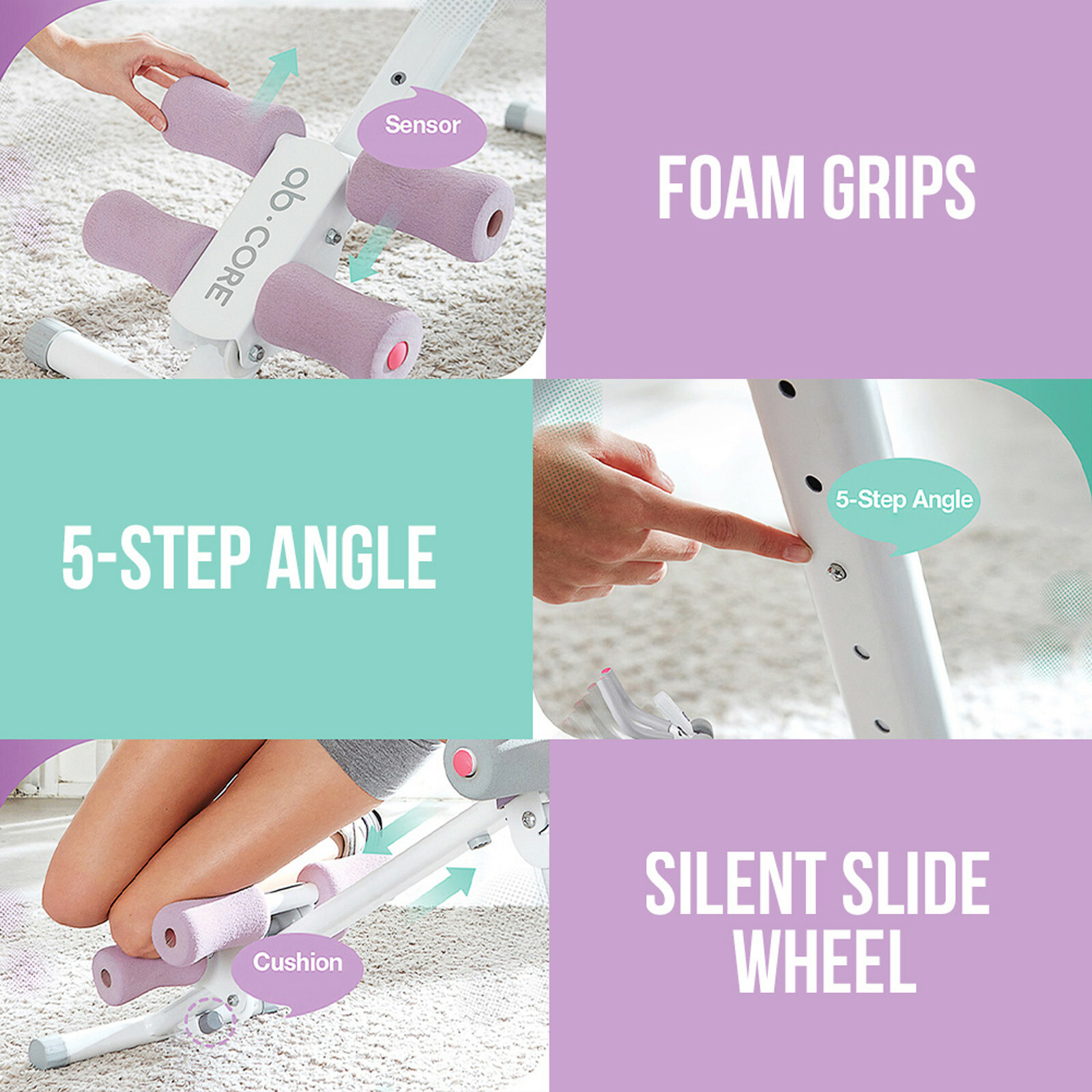 Ab Abdominal Exercisers Machine Cruncher Trainer Gym Home Workout AB9300 Purple