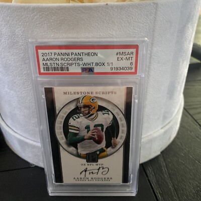 2017 Pantheon Milestone Scripts White Box 1/1 AARON RODGERS PACKERS PSA 6