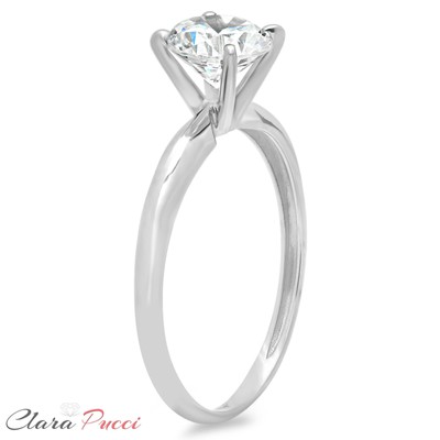 Pre-owned Pucci 1.1ct Round Simulated Diamond Wedding Engagement Anniversary Ring 14k White Gold In White/colorless