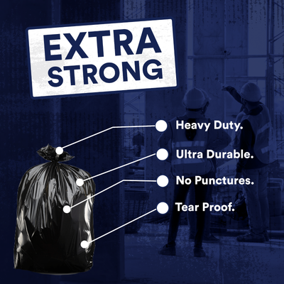 Plasticplace 55-60 Gallon Trash Bags - Black, Case of 100 Garbage Bags