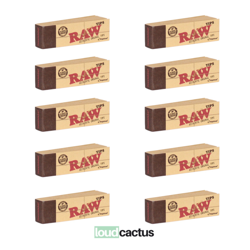 RAW Rolling Tips Unrefined Filter Tips - 10 Packs of