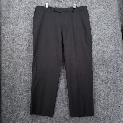 Hugo Boss Mens 38x29 Gray Virgin Wool Dress Pants Flat Front Straight Leg Slacks